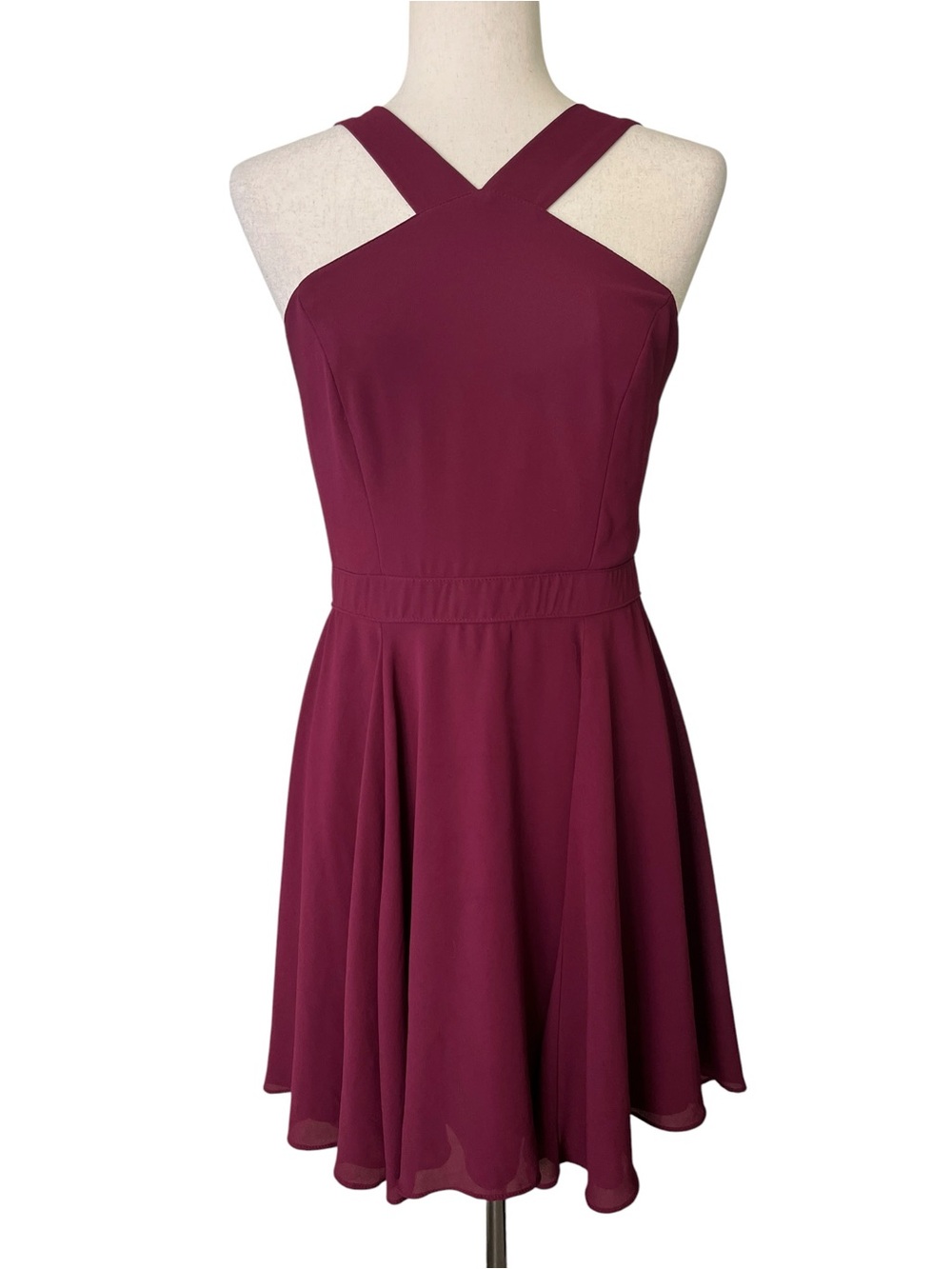 Lulus Forevermore skater dress in burgundy - Picture 9 of 10